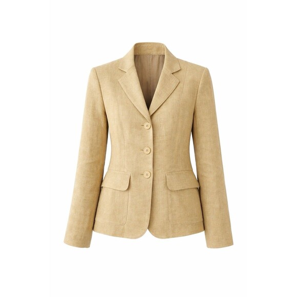 Donna Karan NY 100% Linen Blazer Women Size 6 Khaki Tailored